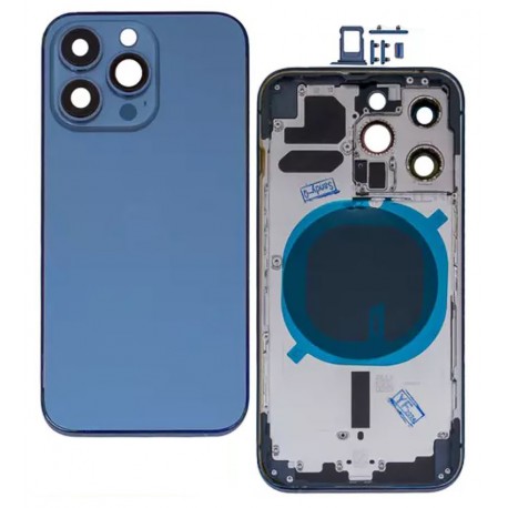 Корпус для iPhone 13 Pro, синий, с держателем SIM-карты, с боковыми кнопками, sierra blue Корпус для iPhone 13 Pro, синий, с держателем SIM-карты, с боковыми кнопками, sierra blue
