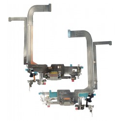 Шлейф для iPhone 13 Pro Max, конектора зарядки, сірий, з мікрофоном, з компонентами, High quality, graphite Шлейф для iPhone 13 Pro Max, конектора зарядки, сірий, з мікрофоном, з компонентами, High quality, graphite