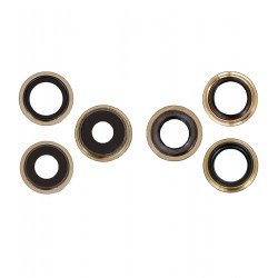 Стекло камеры для Apple iPhone 13 Pro Max, золотистое, с рамкой, комплект 3 шт.