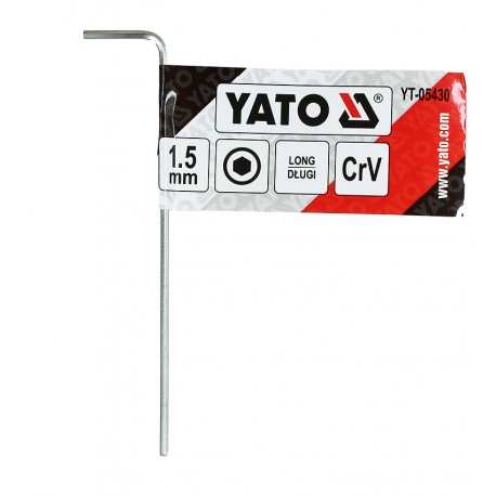 Ключ шестигранний YATO, L-подібний, M 1.5 мм, Cr-V, 14 x 78 мм