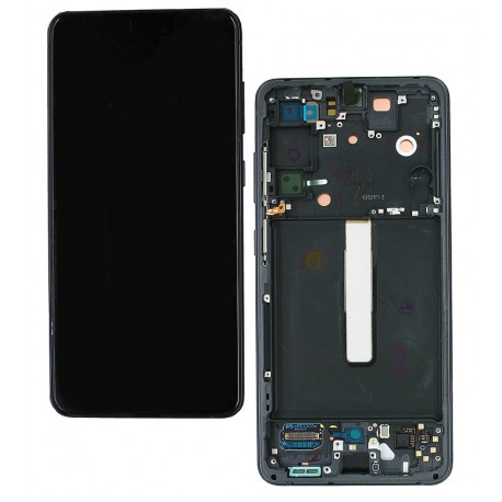Дисплей для Samsung G990B Galaxy S21 FE 5G, черный, с рамкой, оригинал (PRC)