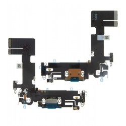 Шлейф для Apple iPhone 13 коннектора зарядки, синий, с компонентами, с микрофоном, Original (PRC), Lightning для Apple