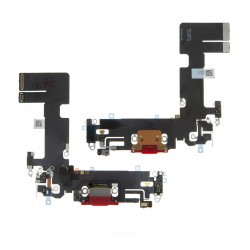 Шлейф для Apple iPhone 13, конектора зарядки, червоний, з конектором, з мікрофоном, Original (PRC), Lightning для Apple