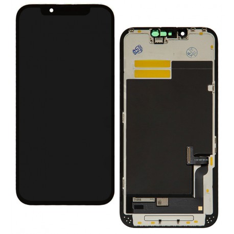 Дисплей для Apple iPhone 13, чорний, з рамкою, High Quality, (OLED), YK OEM Hard