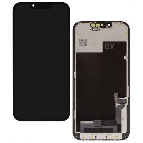 Дисплей для Apple iPhone 13, черный, с рамкой, High Quality, без микросхемы, (OLED), GX OEM hard