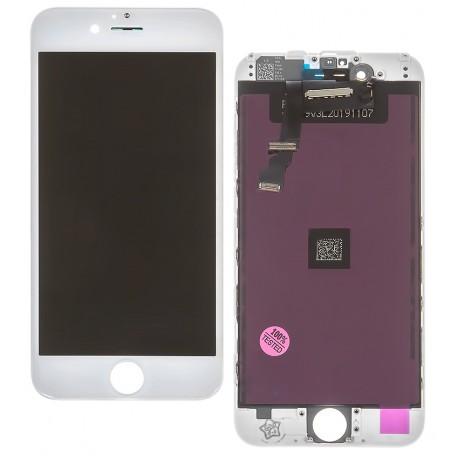 Дисплей iPhone 6, білий, з сенсорним екраном, з рамкою, AAA, Tianma, з пластиками камери і датчика наближення