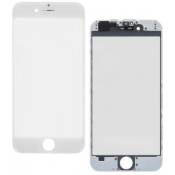Скло дисплея iPhone 6, з сіточкою, з рамкою, білий