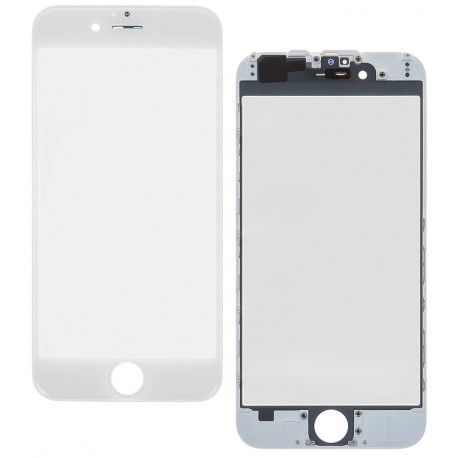 Стекло дисплея iPhone 6, с сеточкой, с рамкой, белый