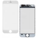Стекло дисплея iPhone 6, с сеточкой, с рамкой, белый