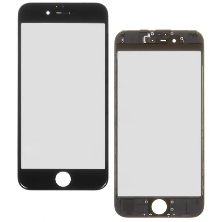 Стекло дисплея iPhone 6S, с сеточкой, с рамкой, черный