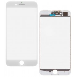 Стекло дисплея iPhone 7 Plus, с сеточкой, с рамкой, белый