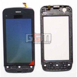 Тачскрин для Nokia C5-03, C5-06, черный, копия, с передней панелью