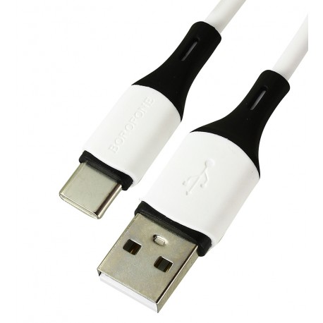 Кабель Type-C - USB, Borofone BX79, 1 м, 2,4А, силіконовий, білий