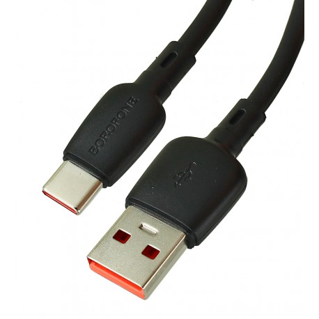 Кабель Type-C - USB, Borofone BX93, QC 100W, 1 м, 3А, силіконовий, чорний