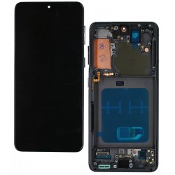 Дисплей для Samsung G990F Galaxy S21, черный, с черной рамкой, High quality, (OLED)
