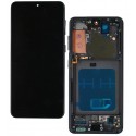 Дисплей для Samsung G990F Galaxy S21, чорний, з чорною рамкою, високої якості, (OLED)