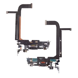 Шлейф для Apple iPhone 13 Pro Max, коннектора зарядки, черный, с компонентами, с микрофоном, High quality, Graphite Шлейф для Apple iPhone 13 Pro Max, коннектора зарядки, черный, с компонентами, с микрофоном, High quality, Graphite