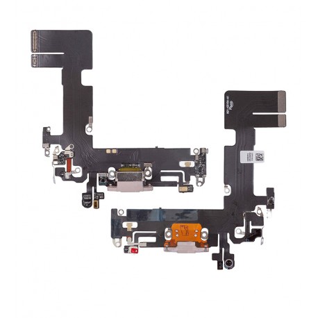 Шлейф для Apple iPhone 13, конектора зарядки, рожевий, з мікрофоном, High quality