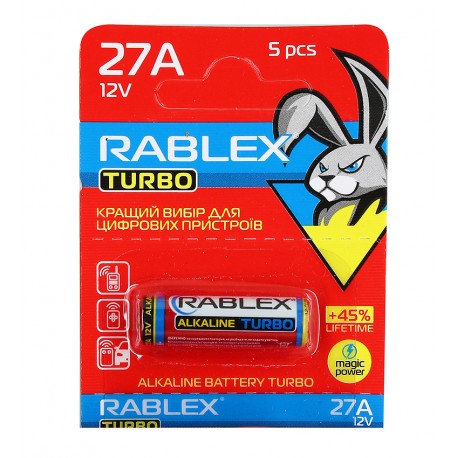 Батарейка A27 Rablex (для автосигнализации) 1шт Батарейка A27 Rablex (для автосигнализации) 1шт