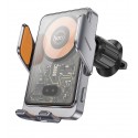 Автодержатель Hoco HW7, с беспроводной зарядкой 15W, metal gray