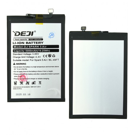 Аккумулятор Deji BL-49FT для Tecno Camon 15 (CD7), Pop 4 (BC2), Pop 4 Pro (BC3), Pop 5 LTE, Spark 5 Pro (KD7), Spark 6 Go (KE5, KE5J), Spark 7 (KF6n)...