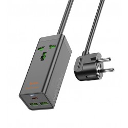 Удлинитель Hoco AC9A на 1 розетку, USB порт и Type-C PD 30W порта для зарядки, шнур: 1,5м черный Удлинитель Hoco AC9A на 1 розетку, USB порт и Type-C PD 30W порта для зарядки, шнур: 1,5м черный