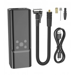 Автомобільний акумуляторний компресор Hoco ZP7, 5000 мАг, з набором насадок, чорний