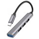Type-C-хаб HOCO HB26 1USB 3.0 (F), 3USB 2.0 (F), темно-серебристый