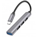 Type-C-хаб HOCO HB26 1USB 3.0 (F), 3USB 2.0 (F), темно-серебристый
