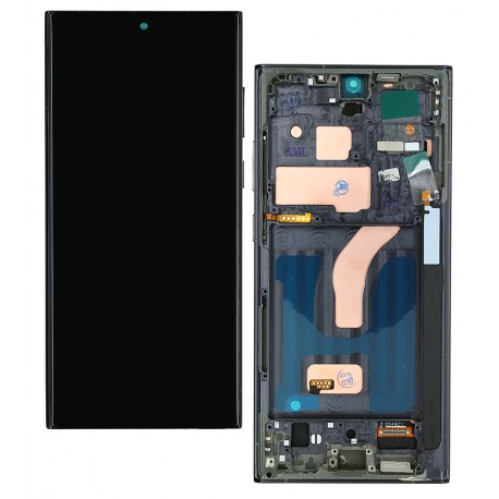 Дисплей для Samsung S908 Galaxy S22 Ultra, чорний, з рамкою, China quality, (TFT)