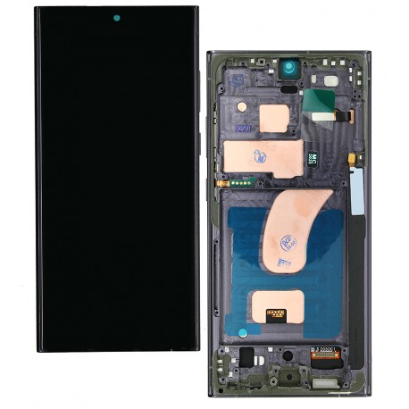 Дисплей для Samsung S918 Galaxy S23 Ultra, чорний, з рамкою, China quality, (TFT)
