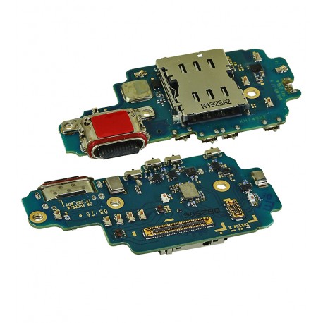 Шлейф для Samsung S908 Galaxy S22 Ultra 5G, коннектора зарядки, микрофона, Sim коннектора, High Quality, (плата зарядки)