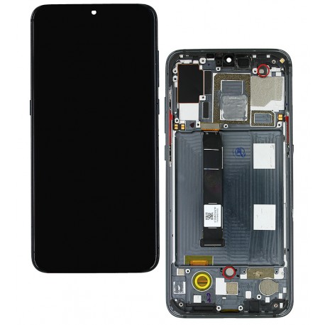 Дисплей Xiaomi Mi 9, черный, с тачскрином, с рамкой, оригинал (переклеено стекло), M1902F1G