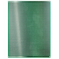Макетная плата 150 x 200 мм двухсторонняя, луженая, толщина 1,5 мм, шаг 2,54 мм, зеленая маска, текстолит,