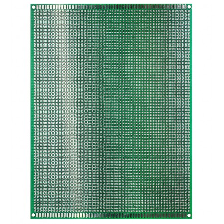 Макетная плата 150 x 200 мм двухсторонняя, луженая, толщина 1,5 мм, шаг 2,54 мм, зеленая маска, текстолит,