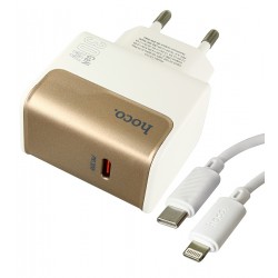 Зарядное устройство Hoco CS72A, Type-C PD30Вт, с Type-C - Lightning кабелем, белое Зарядное устройство Hoco CS72A, Type-C PD30Вт, с Type-C - Lightning кабелем, белое