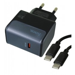 Зарядное устройство Hoco CS72A, Type-C PD30Вт, с Type-C - Type-C кабелем, midnight black Зарядное устройство Hoco CS72A, Type-C PD30Вт, с Type-C - Type-C кабелем, midnight black
