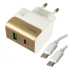Зарядное устройство Hoco CS73A, USB, Type-C PD30Вт QC3.0, с Type-C - Type-C кабелем, белое Зарядное устройство Hoco CS73A, USB, Type-C PD30Вт QC3.0, с Type-C - Type-C кабелем, белое