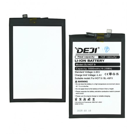 Аккумулятор Deji BL-49FX для Infinix Hot 10 Lite, Hot 10S (X689), Hot 10T (X689C), Hot 12i, Hot 20i (X665C, X665E), Hot 8, Hot 8 Lite, Hot 9 (X655)...