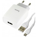 Зарядное устройство Hoco C72A, 1USB, 2,1А, с Micro-USB кабелем, белое