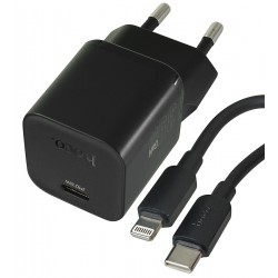 Зарядное устройство Hoco N66, Type-C PD35Вт, с Type-C - Lightning кабелем, черное Зарядное устройство Hoco N66, Type-C PD35Вт, с Type-C - Lightning кабелем, черное