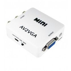 Перехідник конвертер MINI, AV в VGA (гн.AV (IN)- VGA (OUT)), білий Перехідник конвертер MINI, AV в VGA (гн.AV (IN)- VGA (OUT)), білий