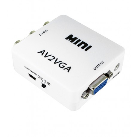 Перехідник конвертер MINI, AV в VGA (гн.AV (IN)- VGA (OUT)), білий Перехідник конвертер MINI, AV в VGA (гн.AV (IN)- VGA (OUT)), білий
