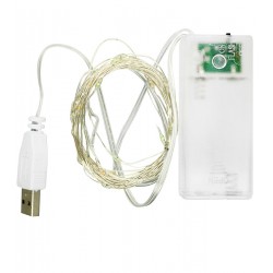 Светодиодная гирлянда Xmas Капля росы 50 Led 5m на медной проволоке Мультицветная от батареек AA, +USB