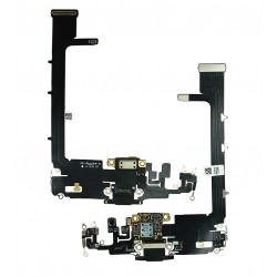 Шлейф для Apple iPhone 11 Pro Max, конектора зарядки, конектора гарнітури, сірий, з мікрофоном, High Quality Шлейф для Apple iPhone 11 Pro Max, конектора зарядки, конектора гарнітури, сірий, з мікрофоном, High Quality