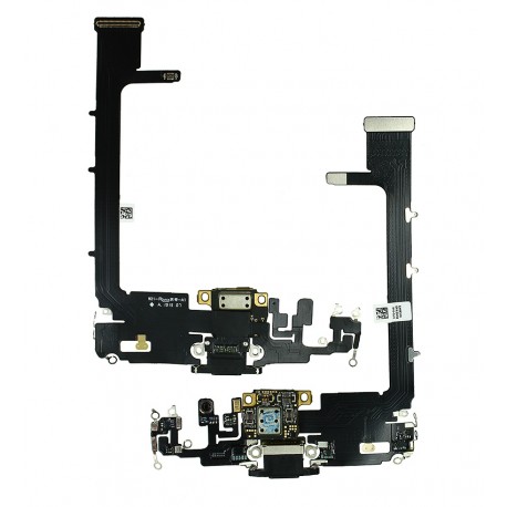 Шлейф для Apple iPhone 11 Pro Max, конектора зарядки, конектора гарнітури, сірий, з мікрофоном, High Quality