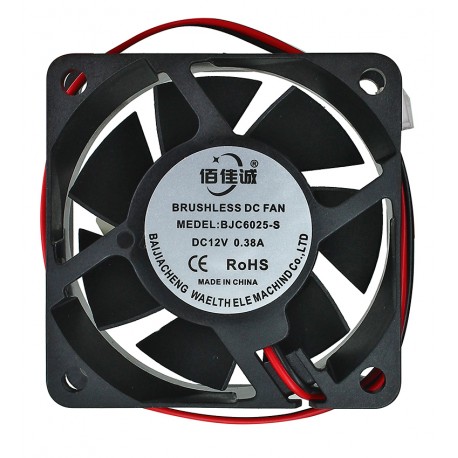 Вентилятор 60 х 60 х 25 мм 12V BJC6025-S (2 дроти) 0.38A підшипник ковзання