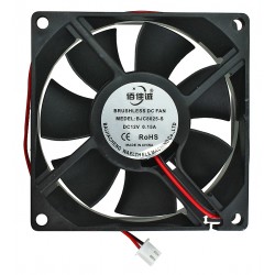 Вентилятор 80 х 80 х 25мм 12V BJC8025-S (2 провода) 0.15A подшипник скольжения