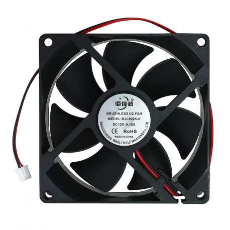 Вентилятор 92 х 9 х 25мм 12V BJC9225-S (2 провода) 0.15A подшипник скольжения