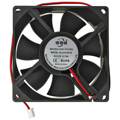 Вентилятор 80 х 80 х 25мм 12V BJC8025-S (2 дроти) 0.15A підшипник ковзання